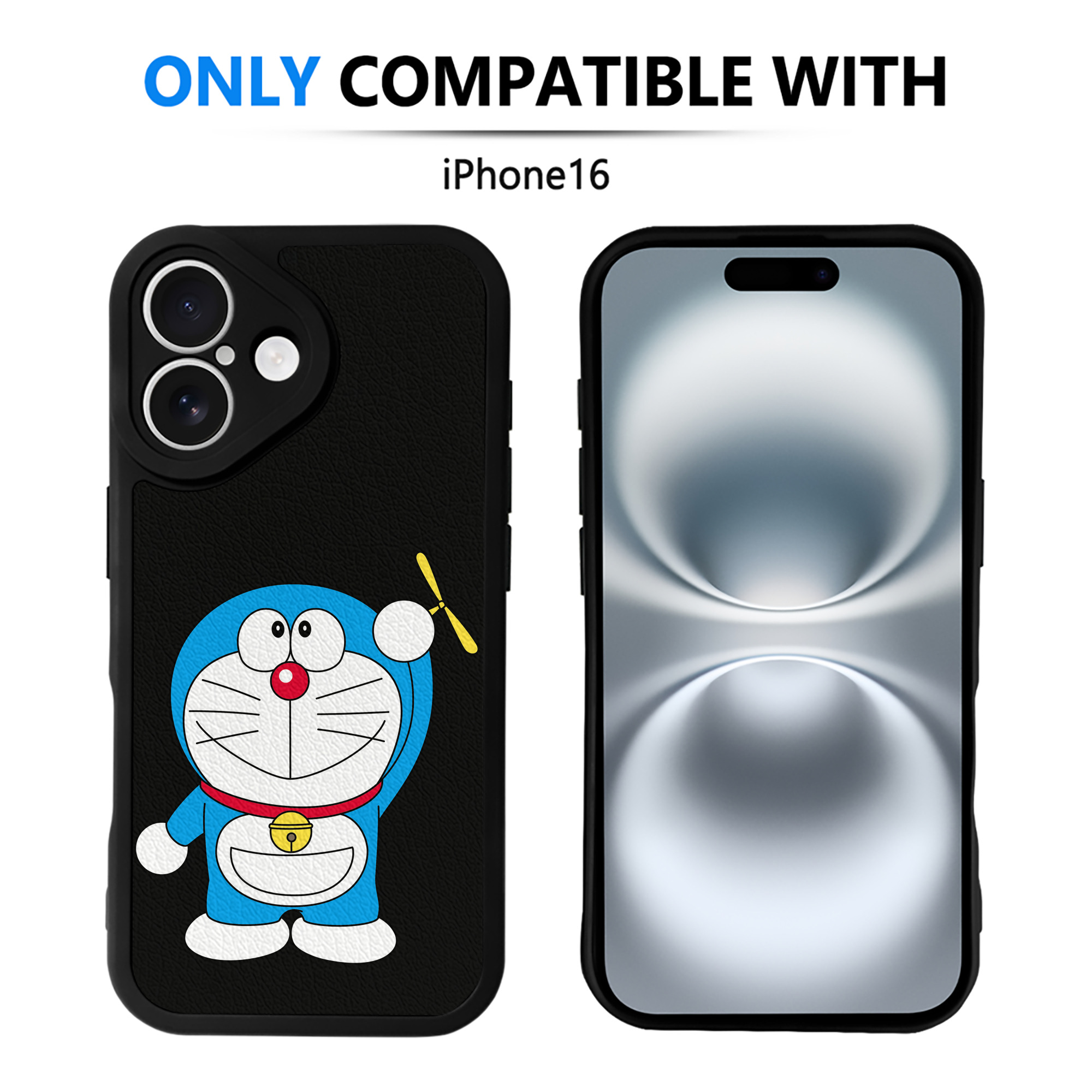 （画像用） ドラえもん Doraemon 【iPhone 16シリーズ対応】シリコンスマホケース（レザー調） 材質：シリコン